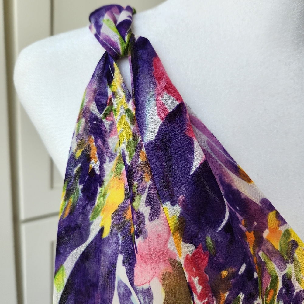 Cabi Pretty Summer Floral Sheer Blouse Faux Wrap Sleeveless Tank Top Small - Picture 6 of 16